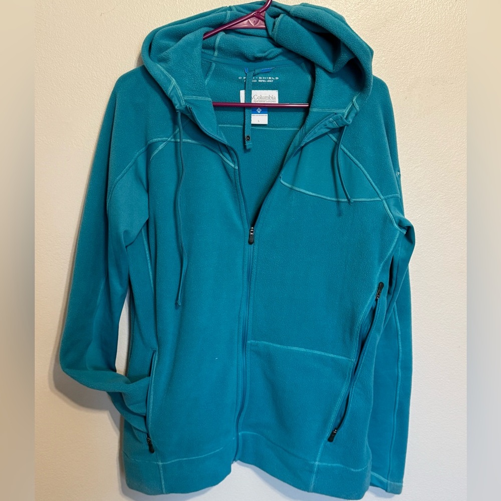 Columbia Teal Omni-Shield Advanced Repellency Fleece Full-Zip Hoodie